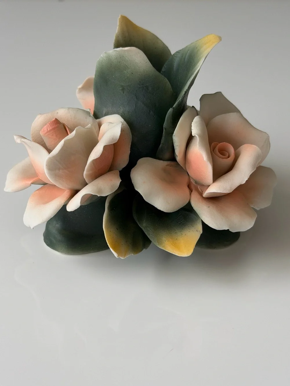 Vintage Capodimonte 1987 for Arnart Fine Ceramic Rose Taper Candle Holder -Italy